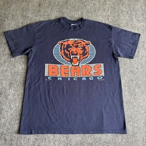 Vintage 1990 Chicago Bears NFL T Shirt Stedman Navy Blue Made in USA XL 2707